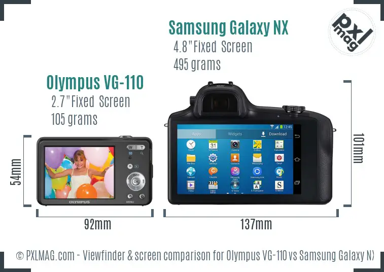 Olympus VG-110 vs Samsung Galaxy NX Screen and Viewfinder comparison