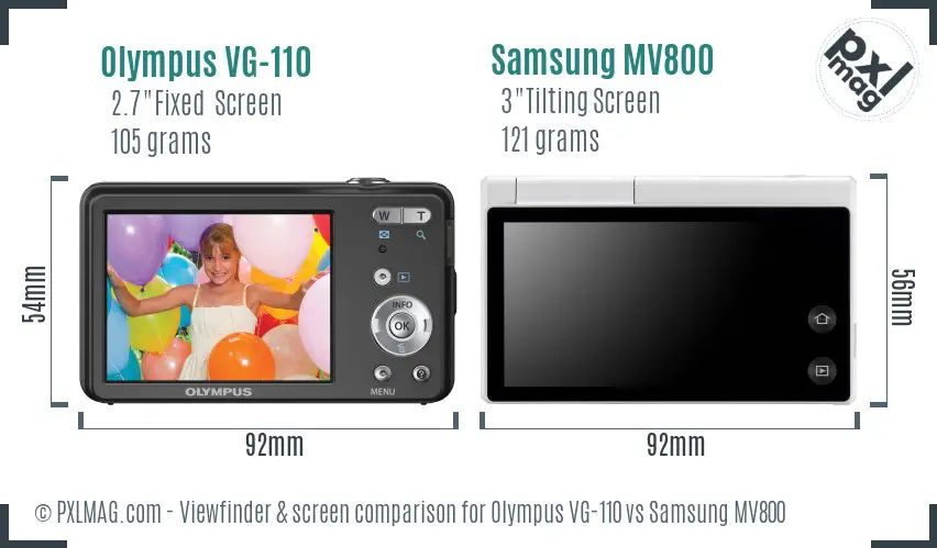 Olympus VG-110 vs Samsung MV800 Screen and Viewfinder comparison Olympus VG-110 vs Samsung MV800 Screen and Viewfinder comparison