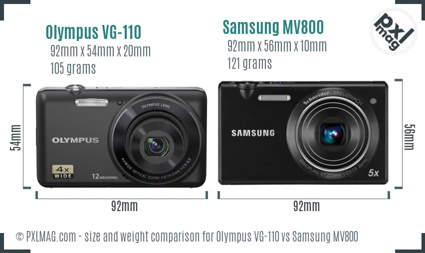 Olympus VG-110 vs Samsung MV800 size comparison Olympus VG-110 vs Samsung MV800 size comparison