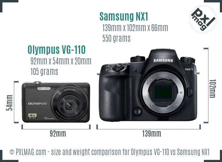 Olympus VG-110 vs Samsung NX1 size comparison