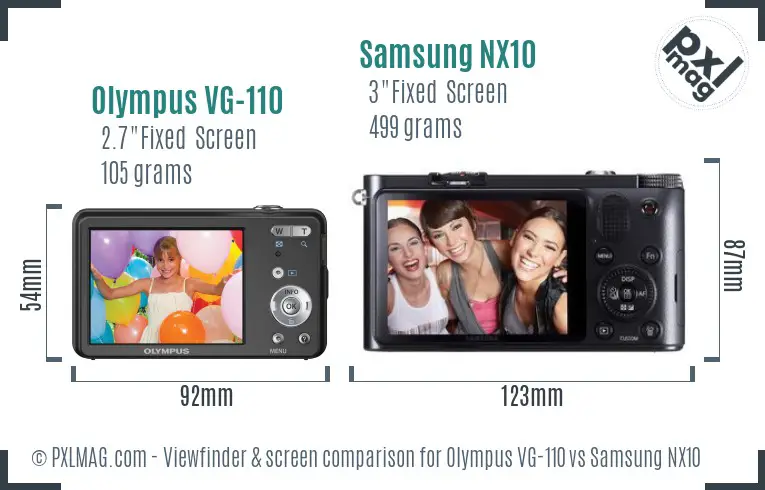 Olympus VG-110 vs Samsung NX10 Screen and Viewfinder comparison