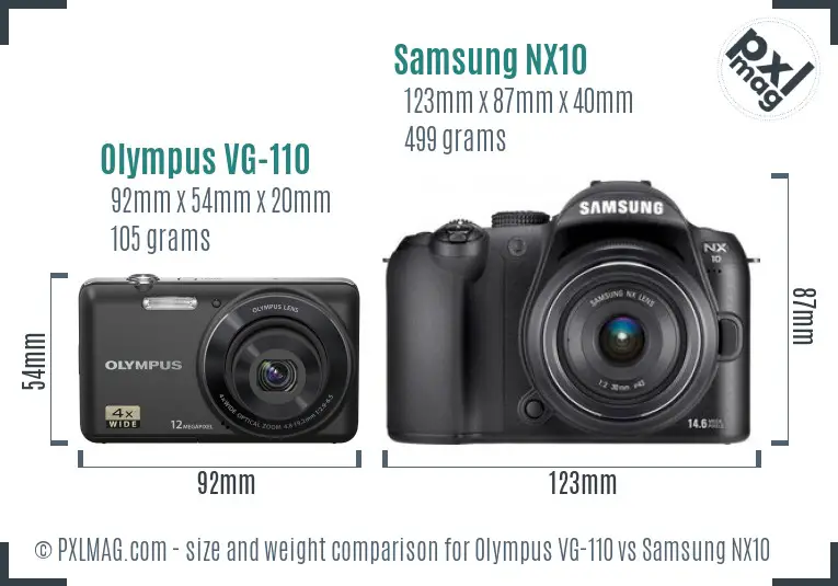 Olympus VG-110 vs Samsung NX10 size comparison