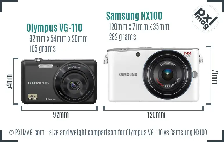 Olympus VG-110 vs Samsung NX100 size comparison