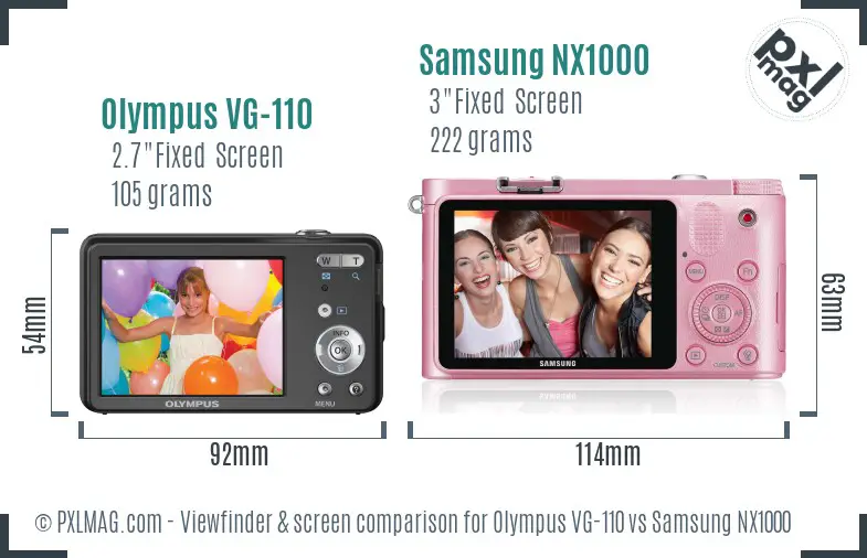 Olympus VG-110 vs Samsung NX1000 Screen and Viewfinder comparison Olympus VG-110 vs Samsung NX1000 Screen and Viewfinder comparison