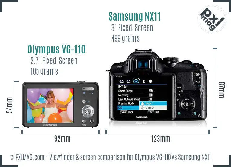 Olympus VG-110 vs Samsung NX11 Screen and Viewfinder comparison