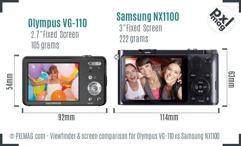 Olympus VG-110 vs Samsung NX1100 Screen and Viewfinder comparison