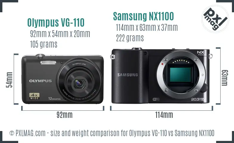 Olympus VG-110 vs Samsung NX1100 size comparison