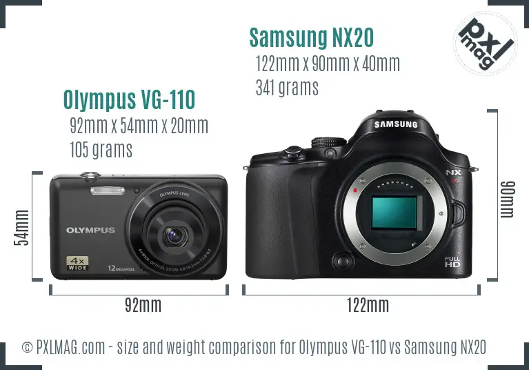 Olympus VG-110 vs Samsung NX20 size comparison