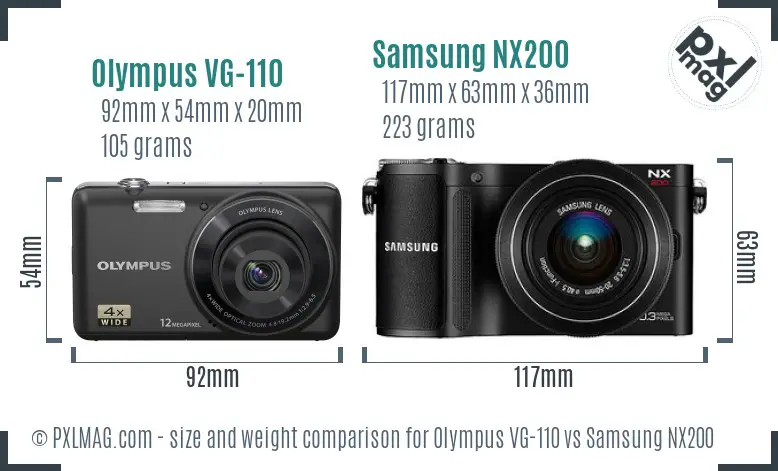 Olympus VG-110 vs Samsung NX200 size comparison