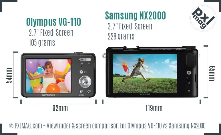 Olympus VG-110 vs Samsung NX2000 Screen and Viewfinder comparison