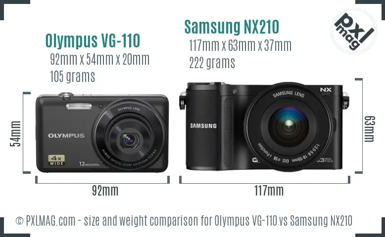 Olympus VG-110 vs Samsung NX210 size comparison