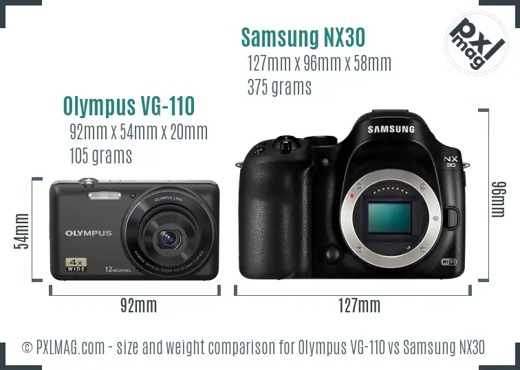 Olympus VG-110 vs Samsung NX30 size comparison