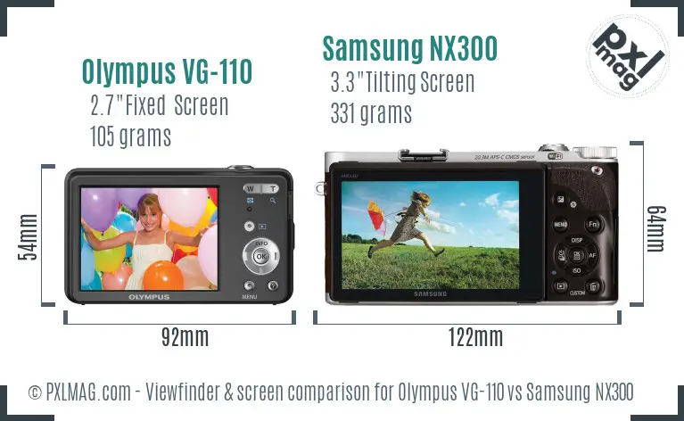 Olympus VG-110 vs Samsung NX300 Screen and Viewfinder comparison