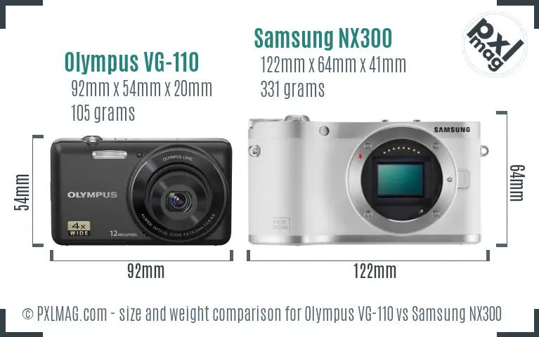 Olympus VG-110 vs Samsung NX300 size comparison