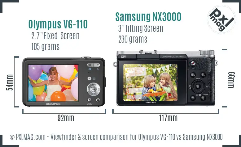Olympus VG-110 vs Samsung NX3000 Screen and Viewfinder comparison