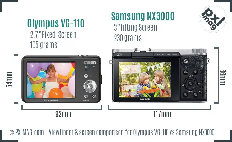 Olympus VG-110 vs Samsung NX3000 Screen and Viewfinder comparison Olympus VG-110 vs Samsung NX3000 Screen and Viewfinder comparison