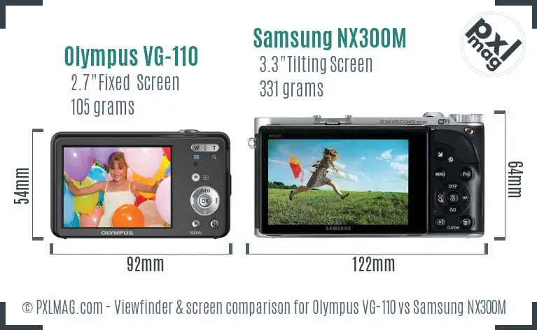 Olympus VG-110 vs Samsung NX300M Screen and Viewfinder comparison Olympus VG-110 vs Samsung NX300M Screen and Viewfinder comparison
