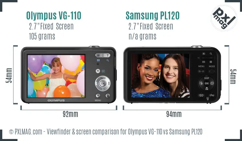 Olympus VG-110 vs Samsung PL120 Screen and Viewfinder comparison