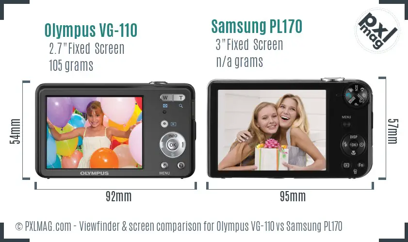 Olympus VG-110 vs Samsung PL170 Screen and Viewfinder comparison