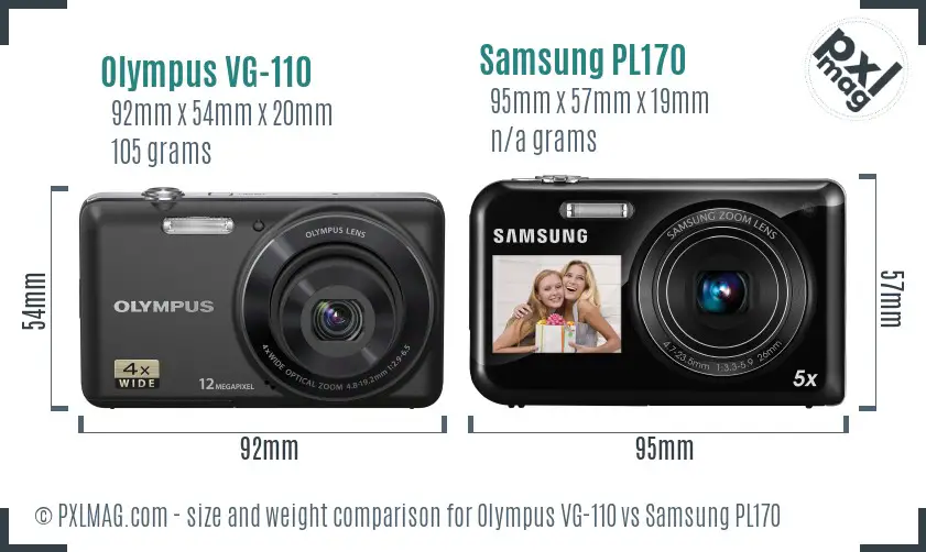 Olympus VG-110 vs Samsung PL170 size comparison