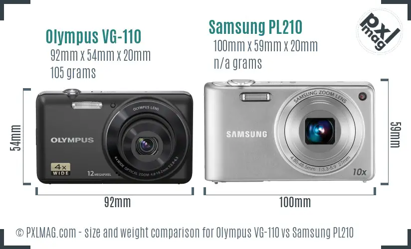 Olympus VG-110 vs Samsung PL210 size comparison