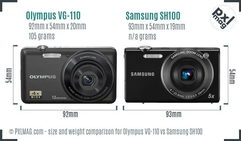 Olympus VG-110 vs Samsung SH100 size comparison