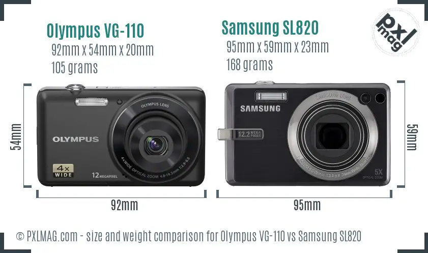 Olympus VG-110 vs Samsung SL820 size comparison
