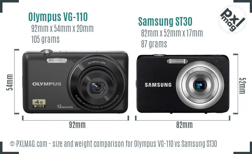 Olympus VG-110 vs Samsung ST30 size comparison