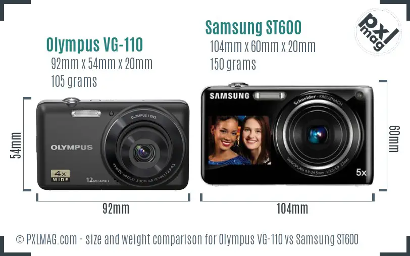 Olympus VG-110 vs Samsung ST600 size comparison