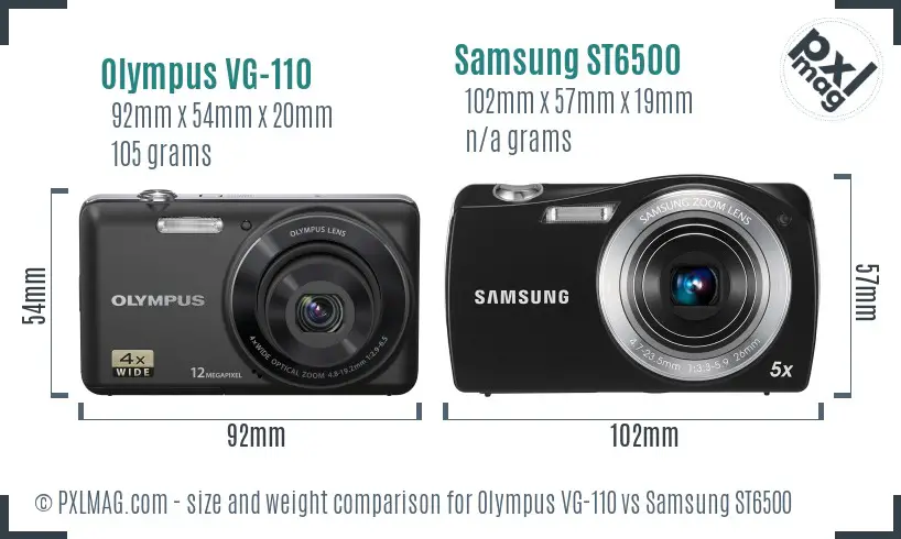 Olympus VG-110 vs Samsung ST6500 size comparison