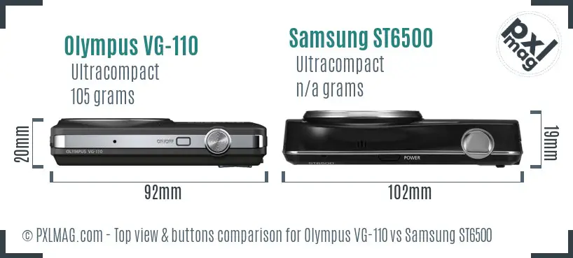 Olympus VG-110 vs Samsung ST6500 top view buttons comparison
