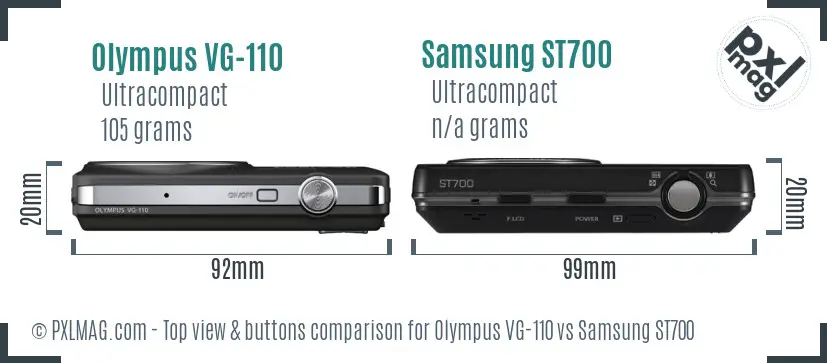 Olympus VG-110 vs Samsung ST700 top view buttons comparison