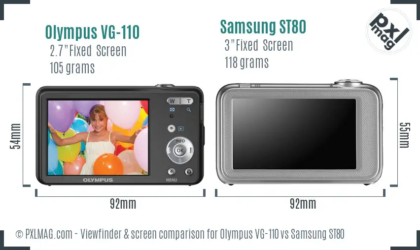 Olympus VG-110 vs Samsung ST80 Screen and Viewfinder comparison