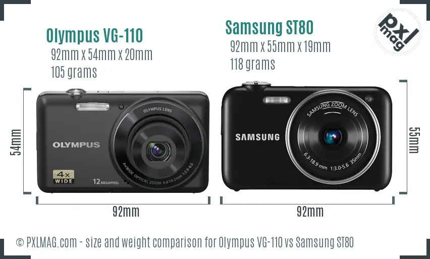 Olympus VG-110 vs Samsung ST80 size comparison