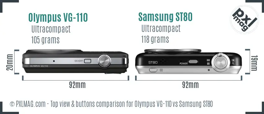 Olympus VG-110 vs Samsung ST80 top view buttons comparison