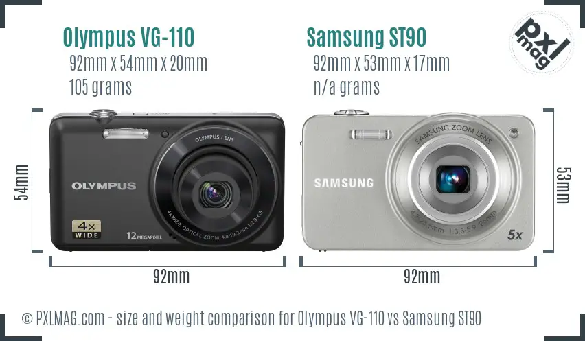 Olympus VG-110 vs Samsung ST90 size comparison