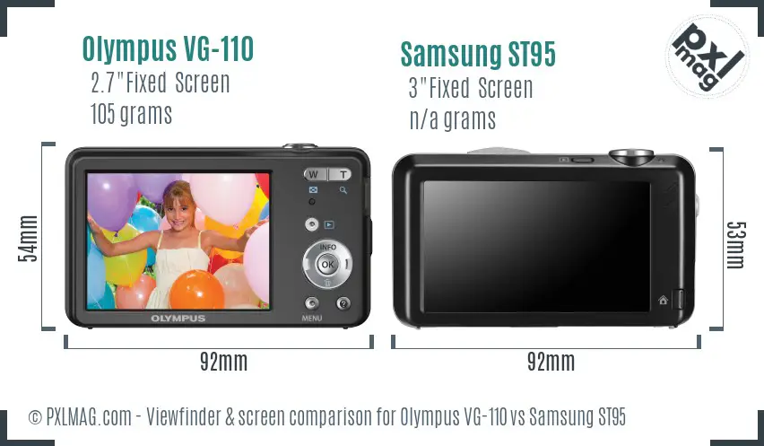 Olympus VG-110 vs Samsung ST95 Screen and Viewfinder comparison