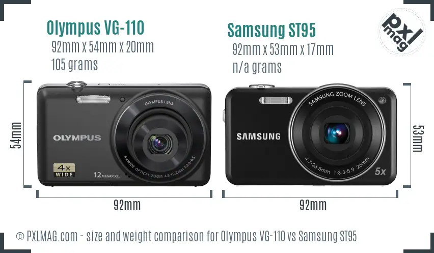 Olympus VG-110 vs Samsung ST95 size comparison