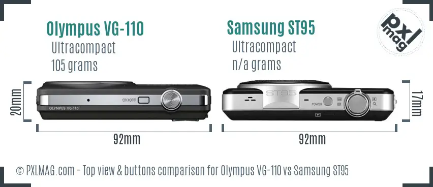 Olympus VG-110 vs Samsung ST95 top view buttons comparison