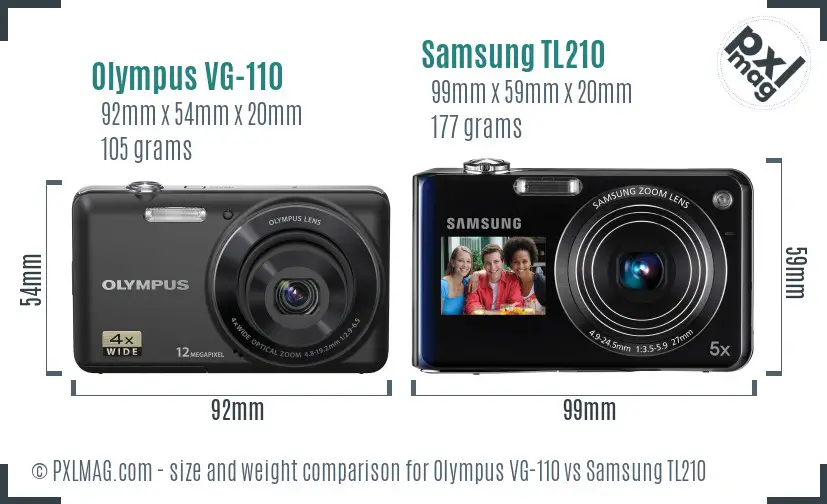 Olympus VG-110 vs Samsung TL210 size comparison