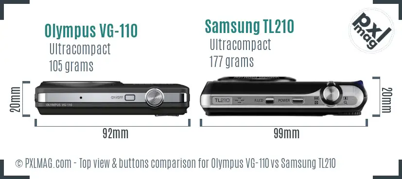 Olympus VG-110 vs Samsung TL210 top view buttons comparison