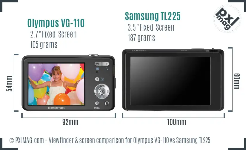Olympus VG-110 vs Samsung TL225 Screen and Viewfinder comparison Olympus VG-110 vs Samsung TL225 Screen and Viewfinder comparison
