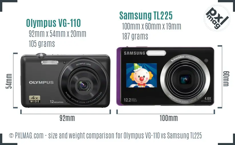 Olympus VG-110 vs Samsung TL225 size comparison Olympus VG-110 vs Samsung TL225 size comparison