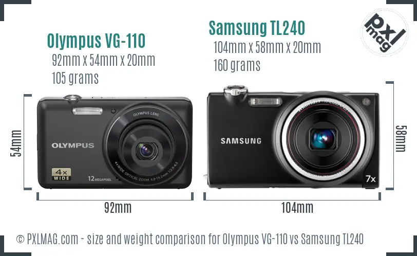 Olympus VG-110 vs Samsung TL240 size comparison