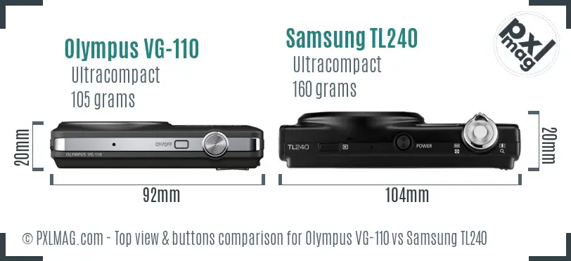 Olympus VG-110 vs Samsung TL240 top view buttons comparison