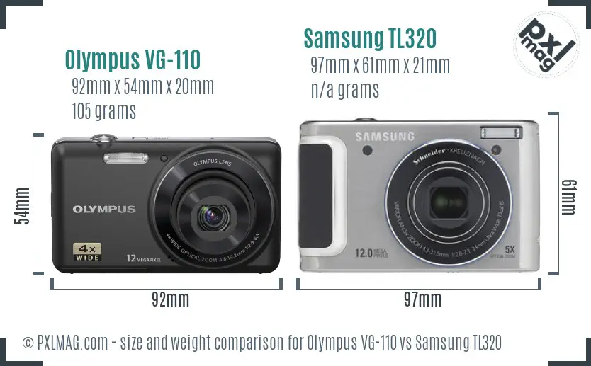 Olympus VG-110 vs Samsung TL320 size comparison