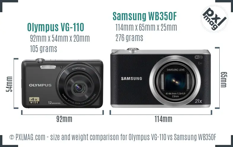 Olympus VG-110 vs Samsung WB350F size comparison Olympus VG-110 vs Samsung WB350F size comparison