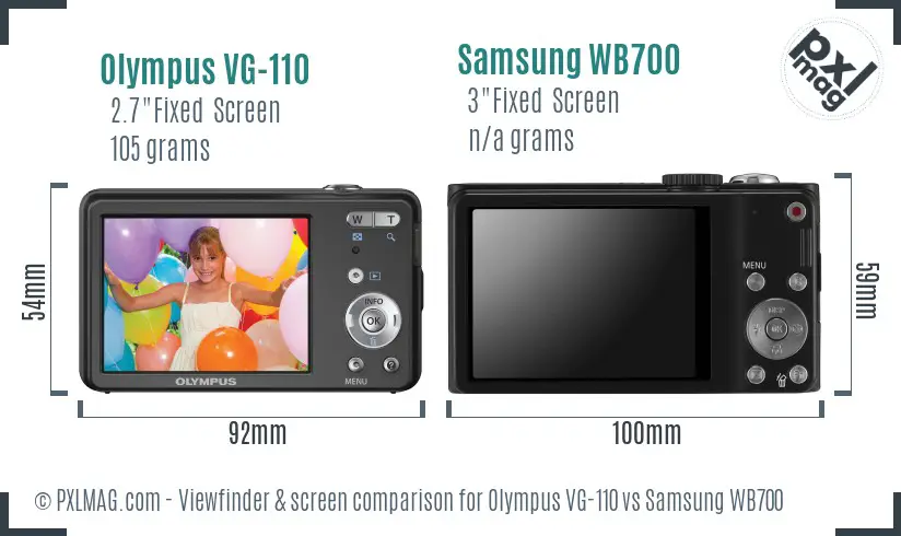Olympus VG-110 vs Samsung WB700 Screen and Viewfinder comparison