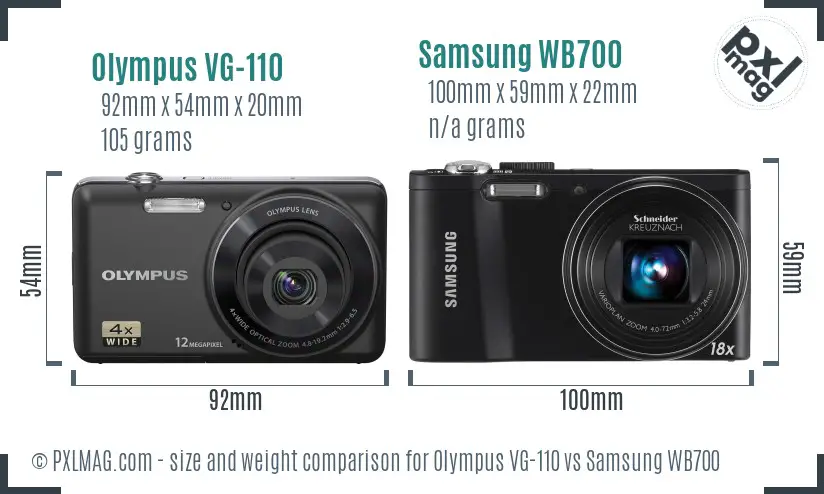 Olympus VG-110 vs Samsung WB700 size comparison