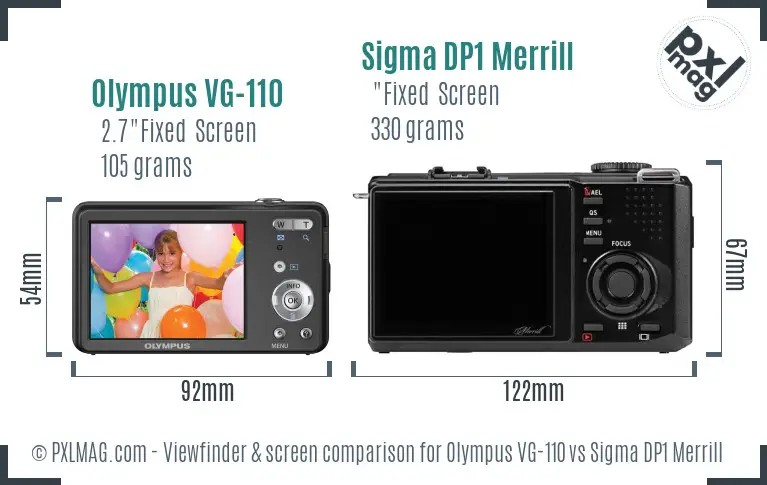 Olympus VG-110 vs Sigma DP1 Merrill Screen and Viewfinder comparison
